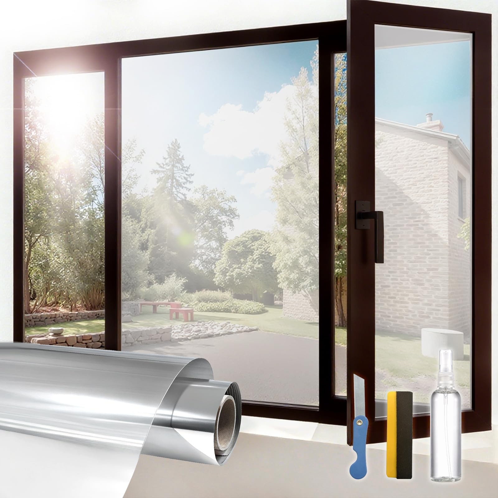 ADD.HERES Window Privacy Film One Way Daytime 17.5″ x 78.7″, Silver
