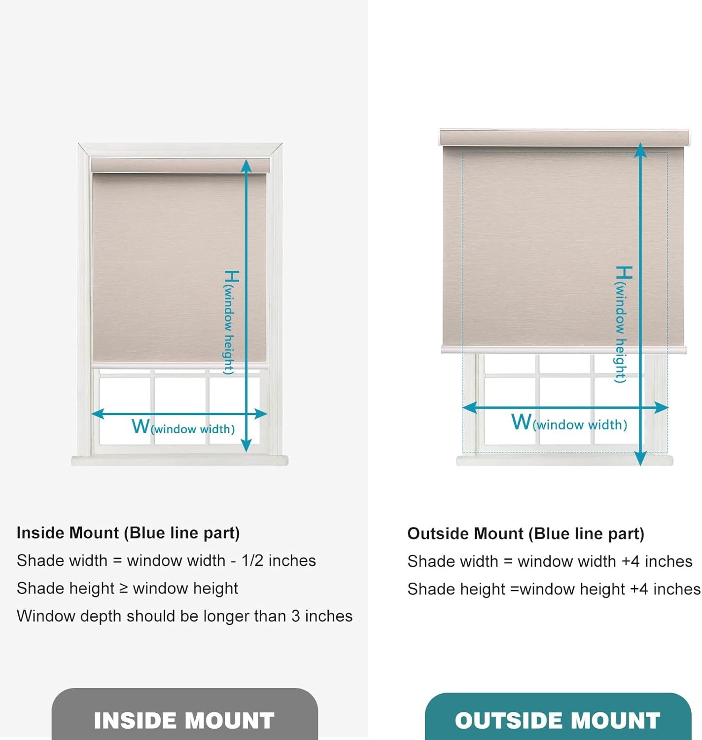 Changshade CUSTOM CUT Roller Shades Blackout Roller Blinds For Window
