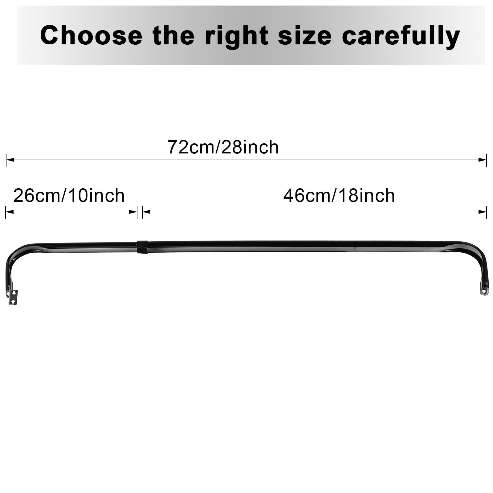 4 PCS Black Adjustable Curtain Rod Set Heavy Duty Flat Sash 18 To 28 Inch Fits