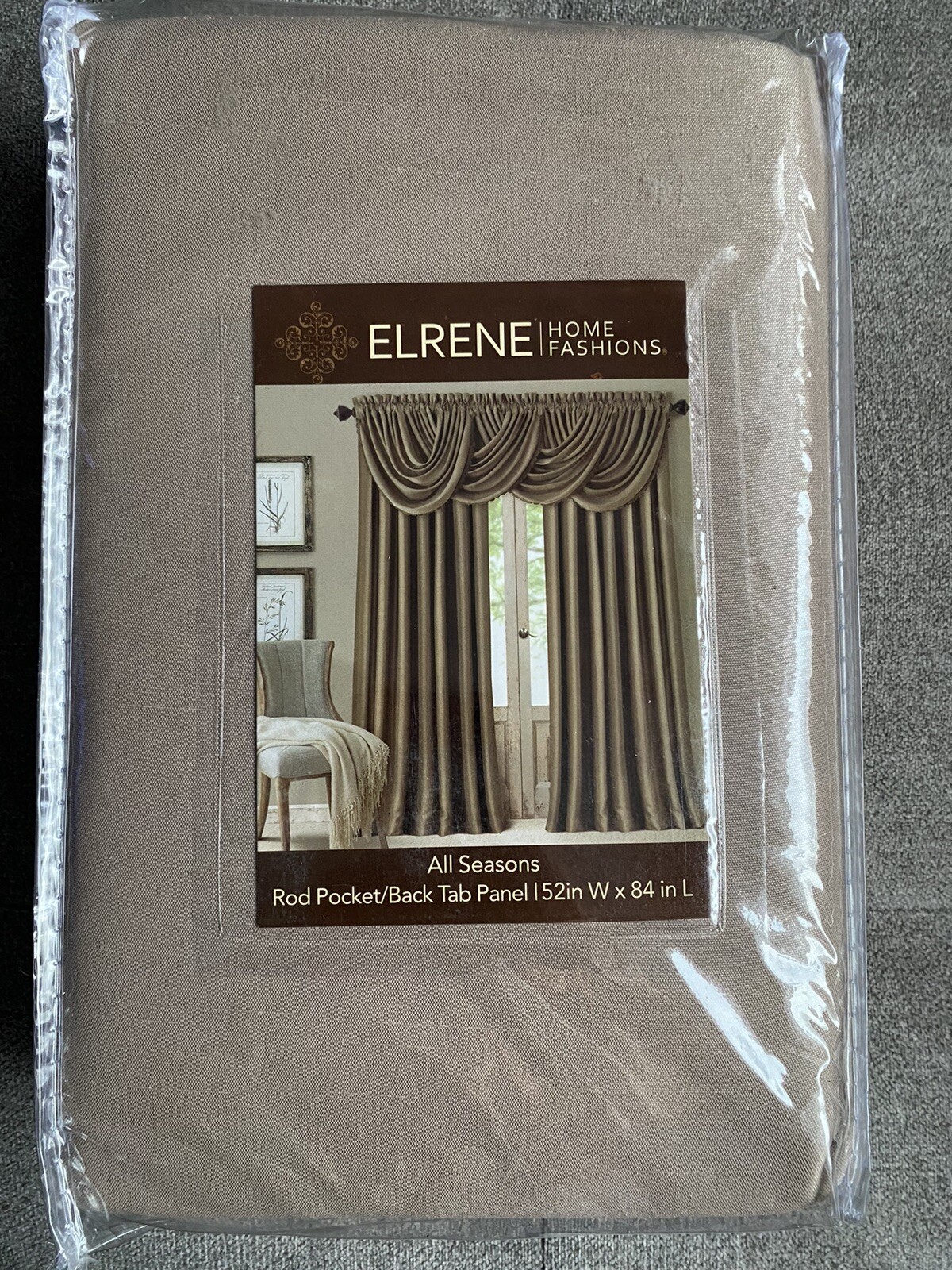 Elrene Home Fashion Curtain Panel ￼all Seasons 52″x84″ Taupe (E)