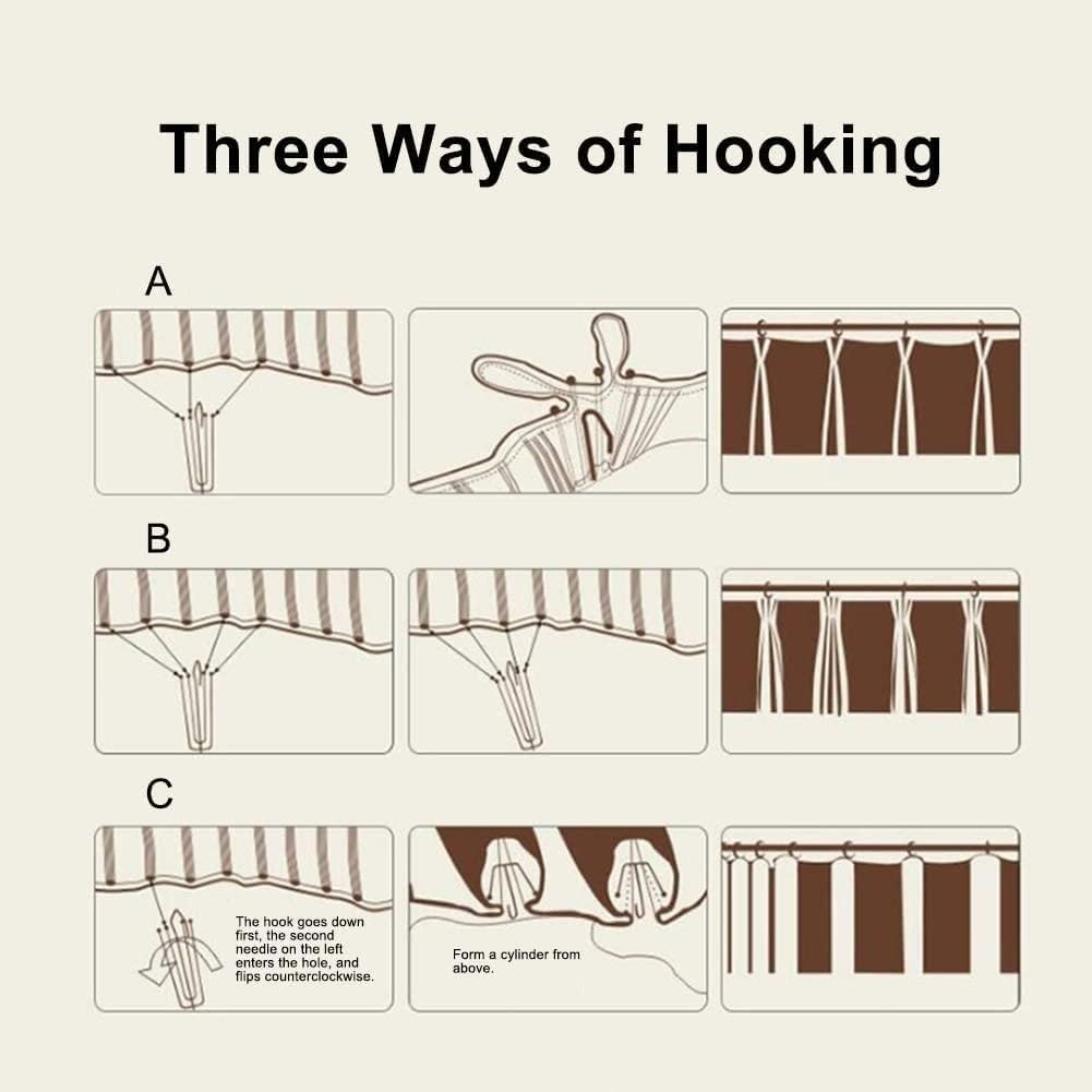 Curtain Tape Set with Hooks White Deep Pinch Pleat DIY Curtain Accessories
