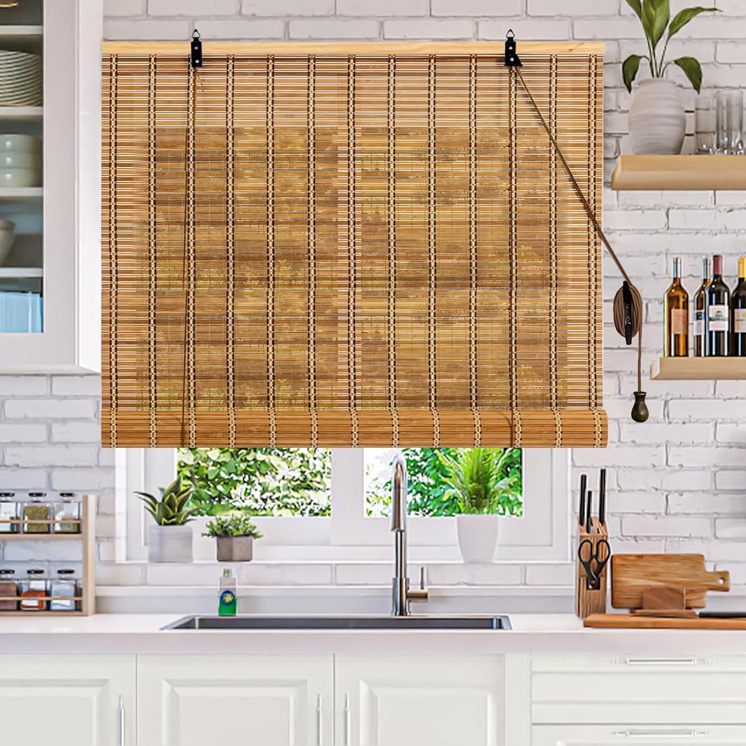 24×72 Inch Bamboo Blinds for Interior Windows, UV Protection Roman Bamboo