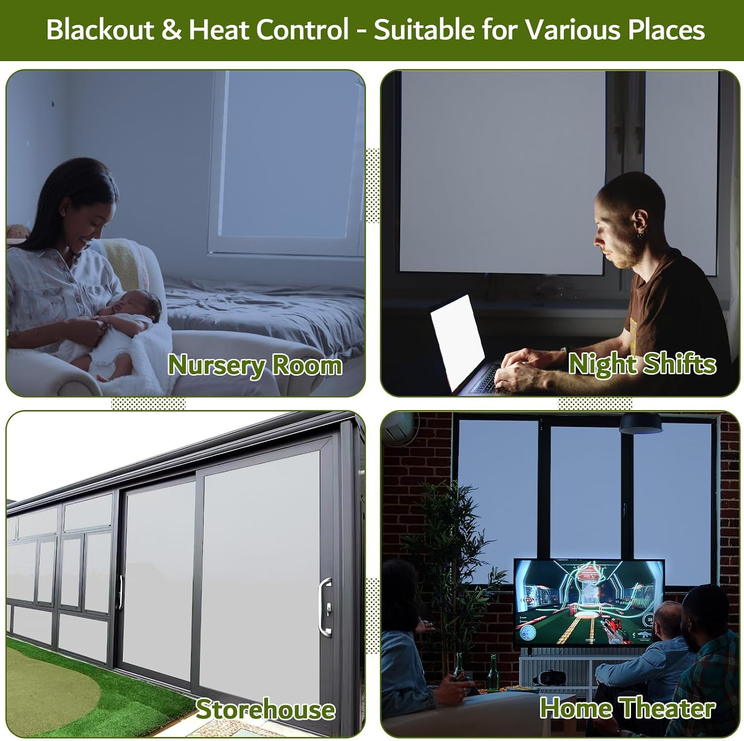 White Blackout Window Film, 100% Light Blocking Window Cover, Opaque Vinyl Cling
