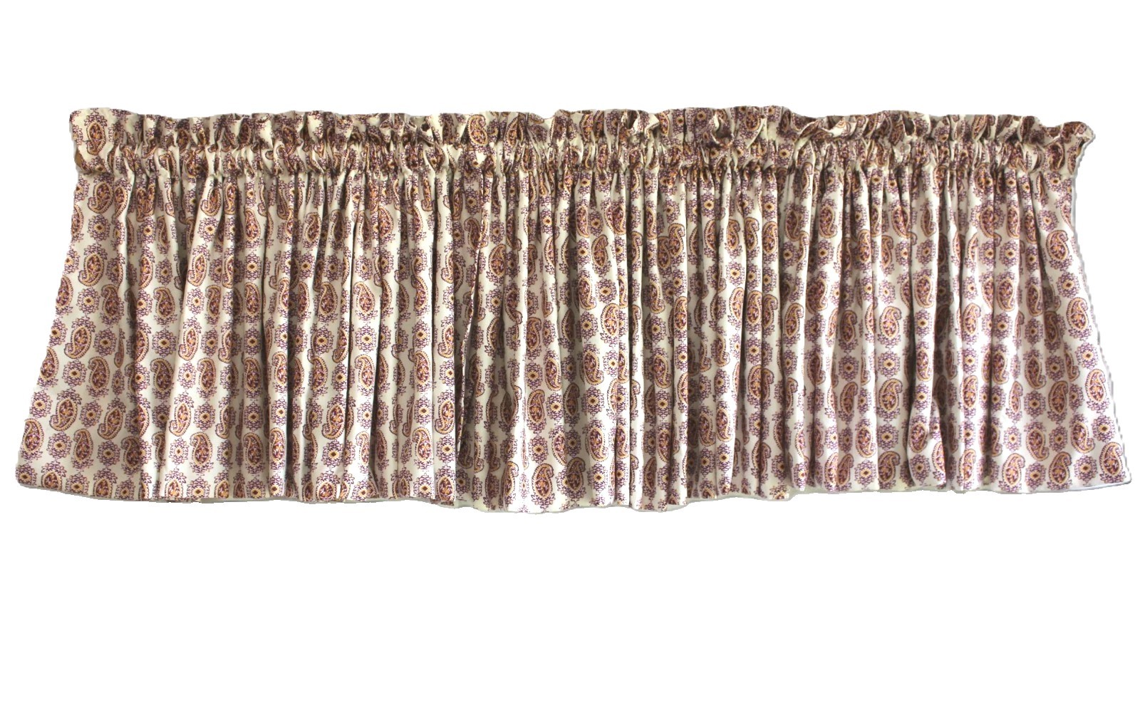 Vtg Paisley Valances Custom Set of 3 Double-Sided Rod Pocket Purple Gold White