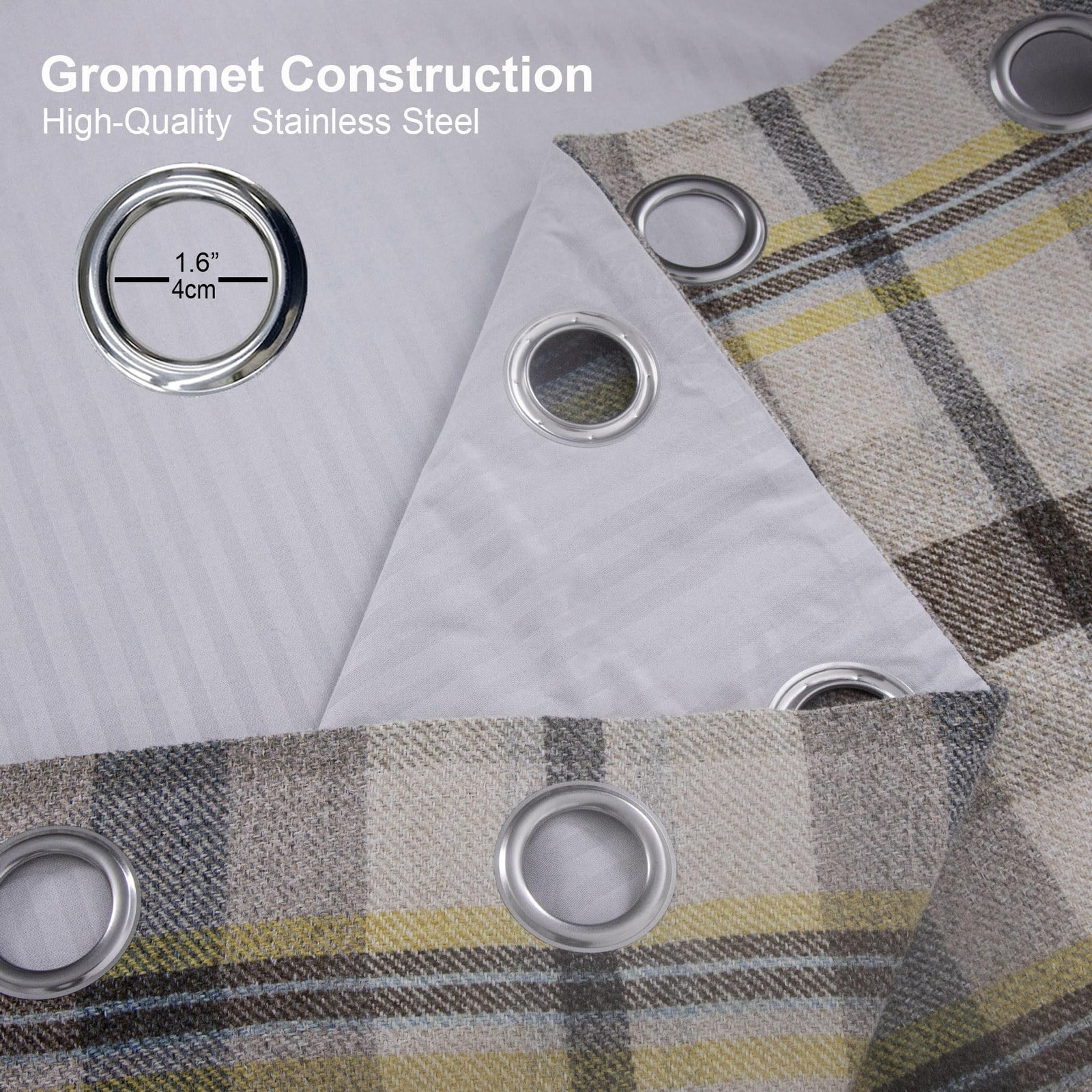always4u Woolen Check Curtains 100% Blackout Highland Tartan Curtain Living