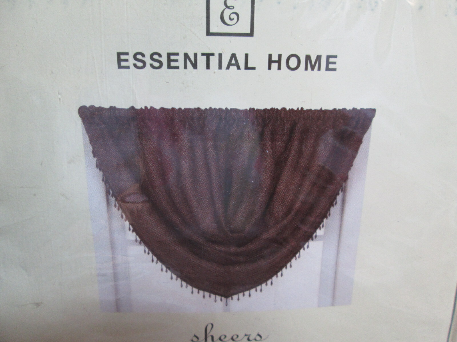 New Essential Home Sheers Beaded Waterfall Valance 64″x36″ ~ Tulsa Black New