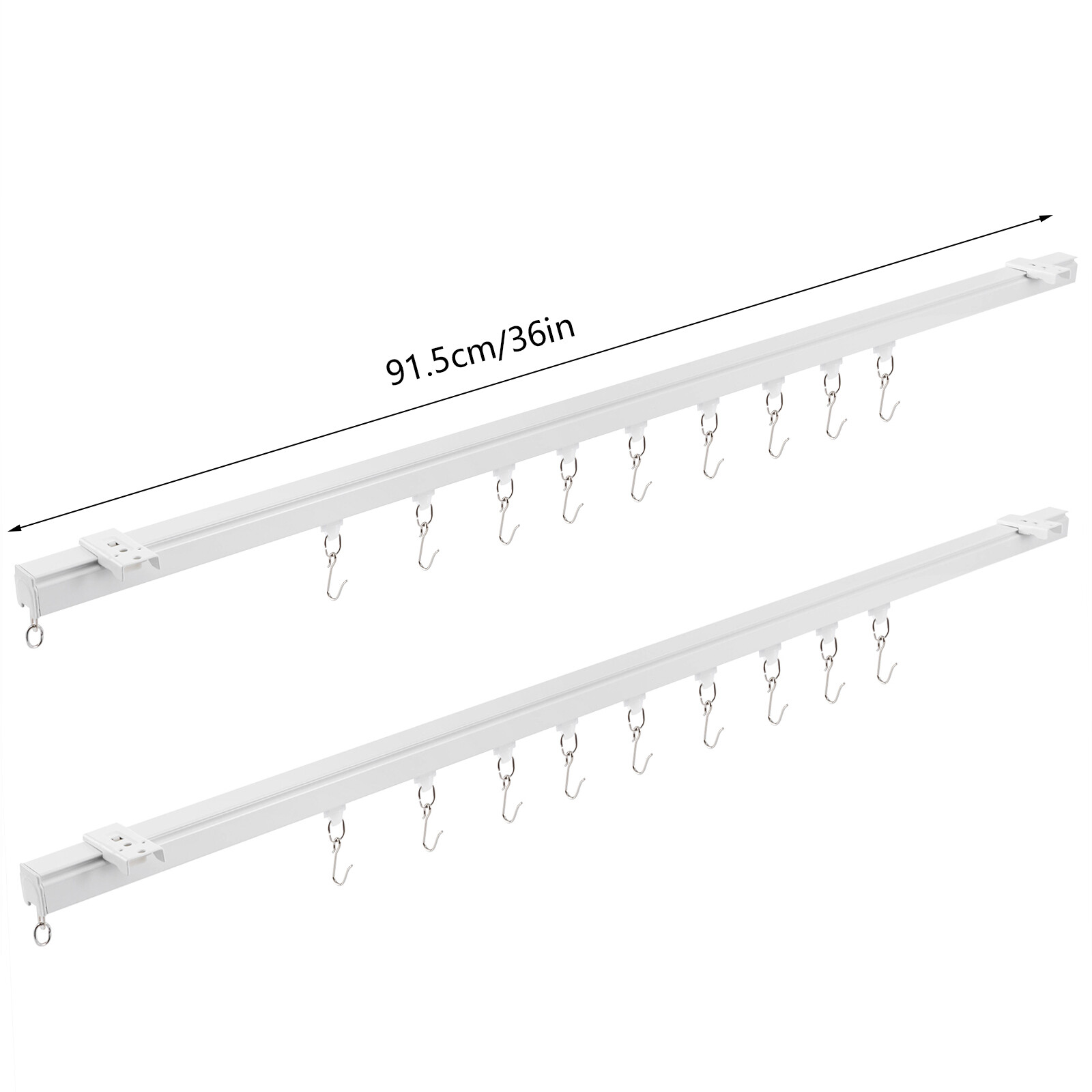 Ceiling Mounted Curtain Track Kit w/ Hooks 3ft-6ft Curtain Track for Space,White