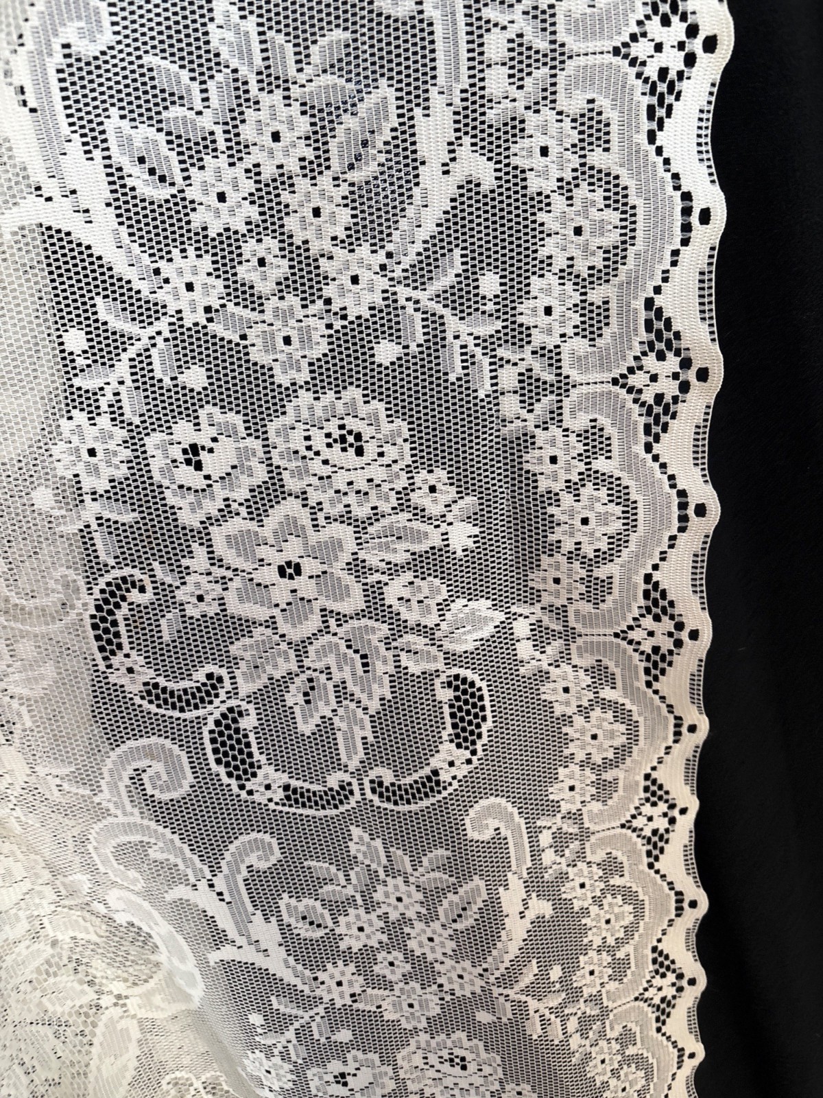 Lace Curtain Panel Floral Design Cream 58″W x 62″L Window Drapery Elegant
