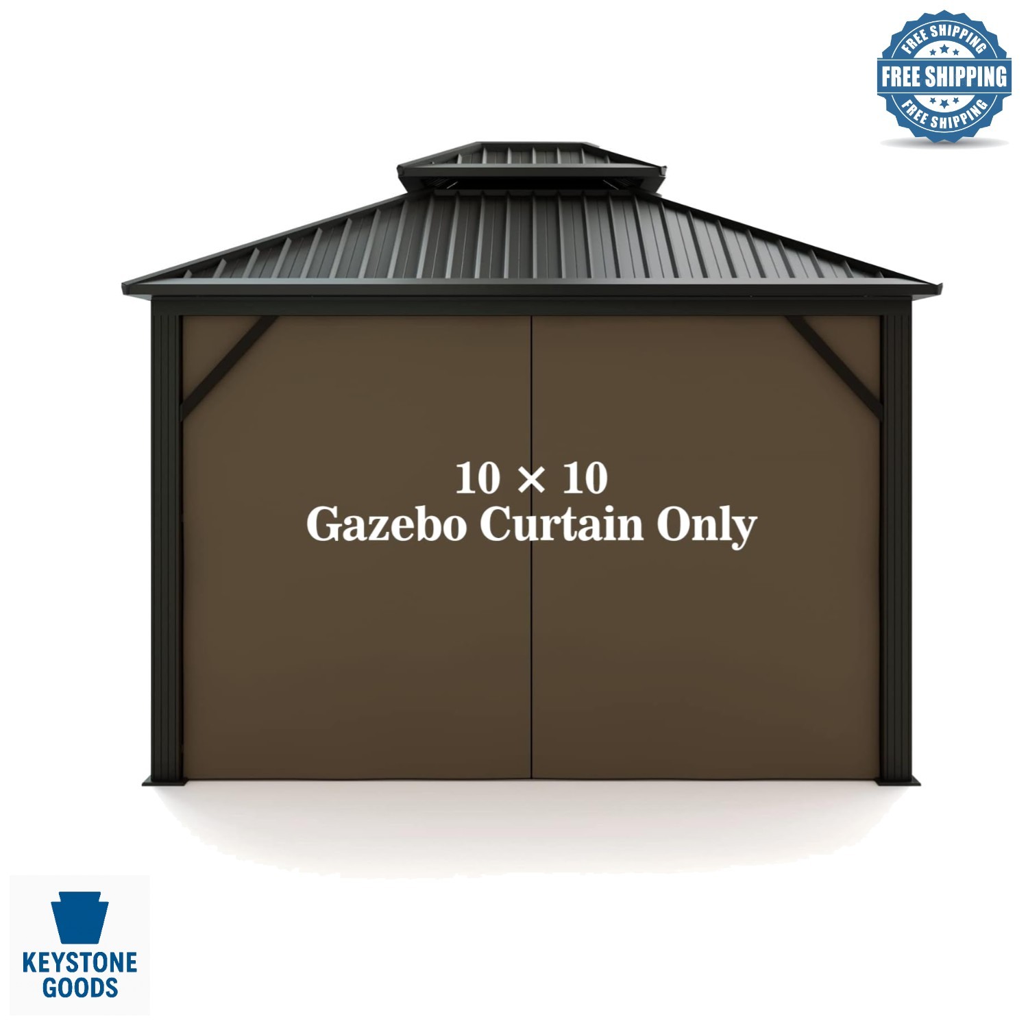 10×10 Brown Waterproof UV-Resistant Gazebo Privacy Curtain with Zipper