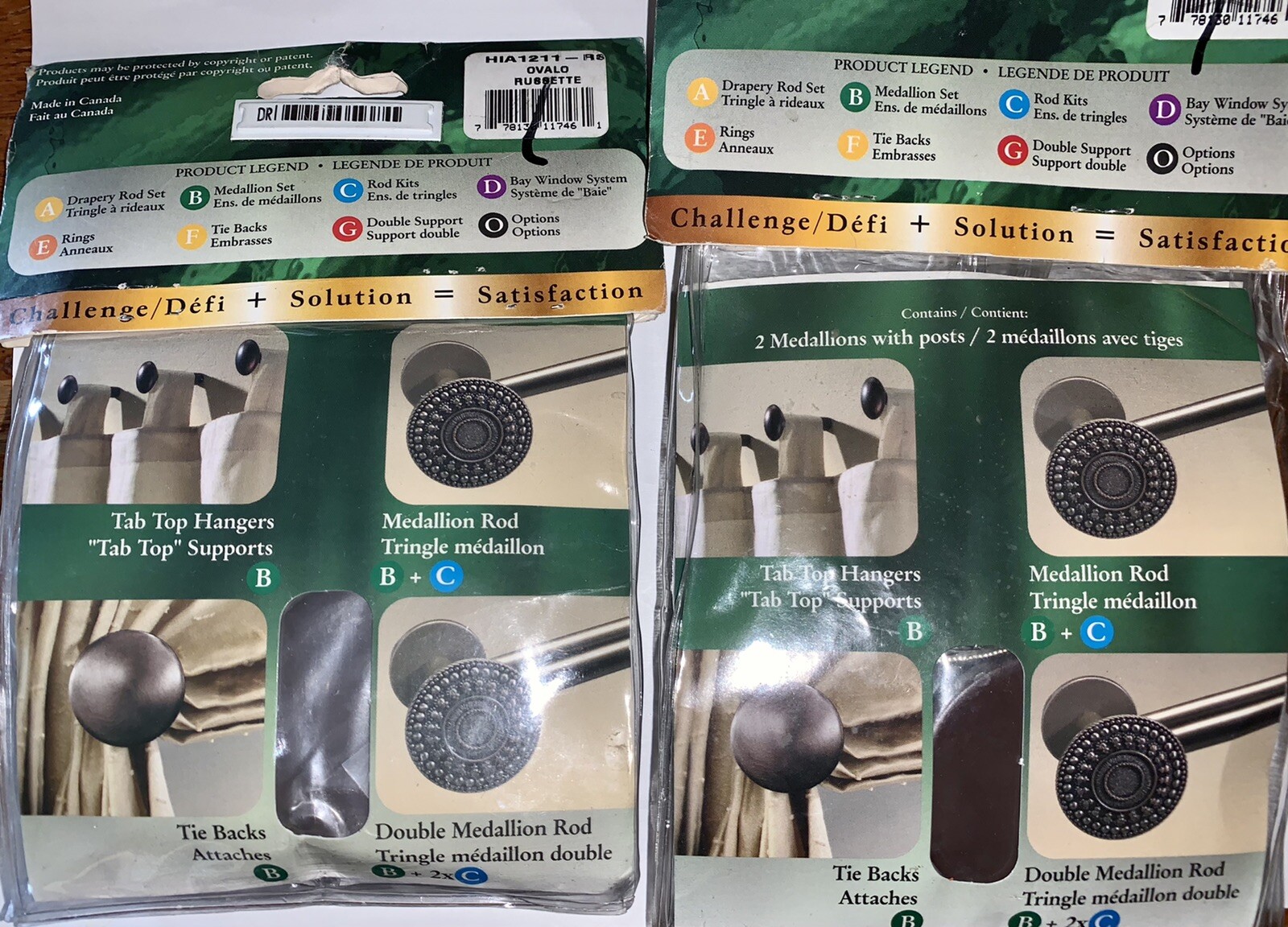 Elements by Art Deco Drapery Medallion Set Tab Top Hangers(4) Bronze Brushed NEW