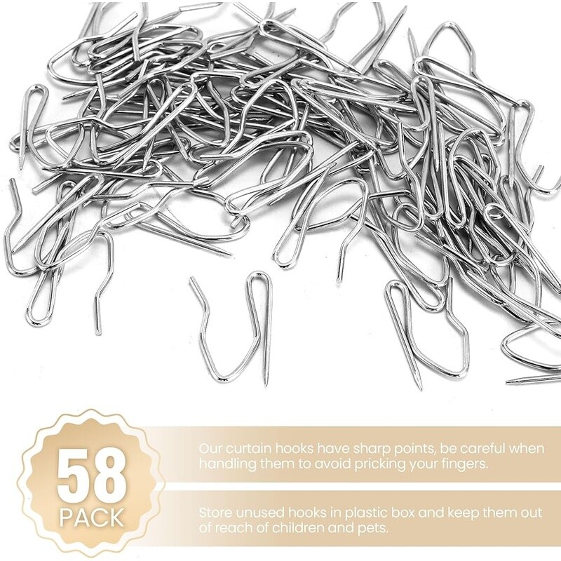 58PCS Rustproof Metal Curtain Hooks Heavy Duty Drapery Pins Pleat Curtains New