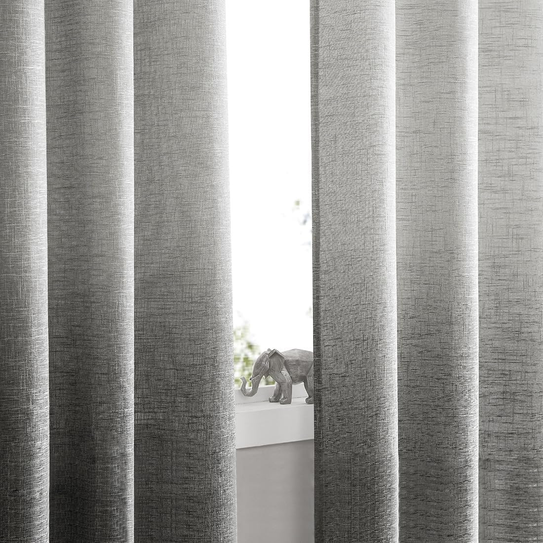 Ombre Window Curtain Panel Linen Gradient Print on Rayon Blend Fabric Drapery Tr