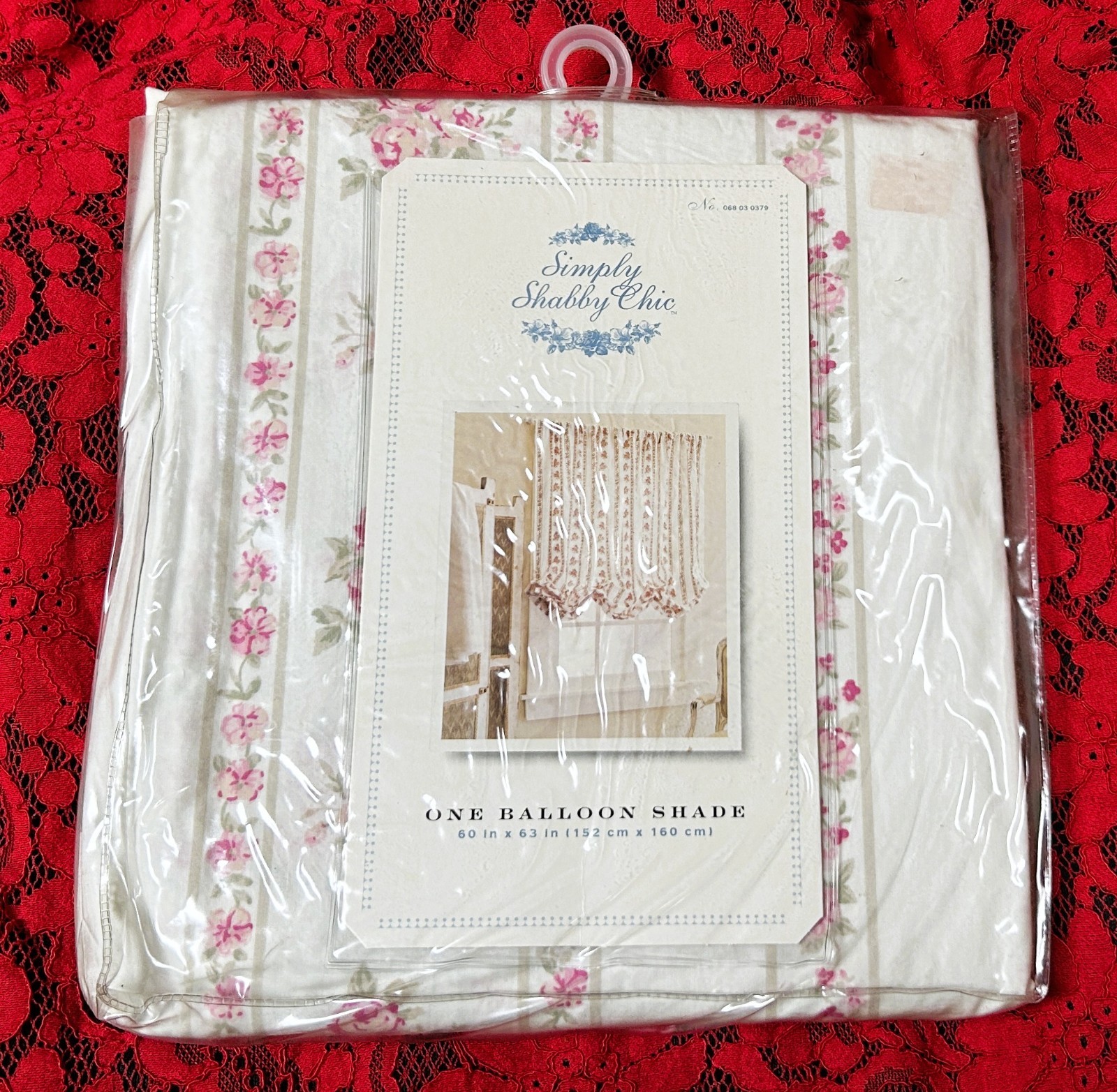 NEW~BALLOON SHADE~SIMPLY SHABBY CHIC pink rose floral stripe valance~63″ x 60”