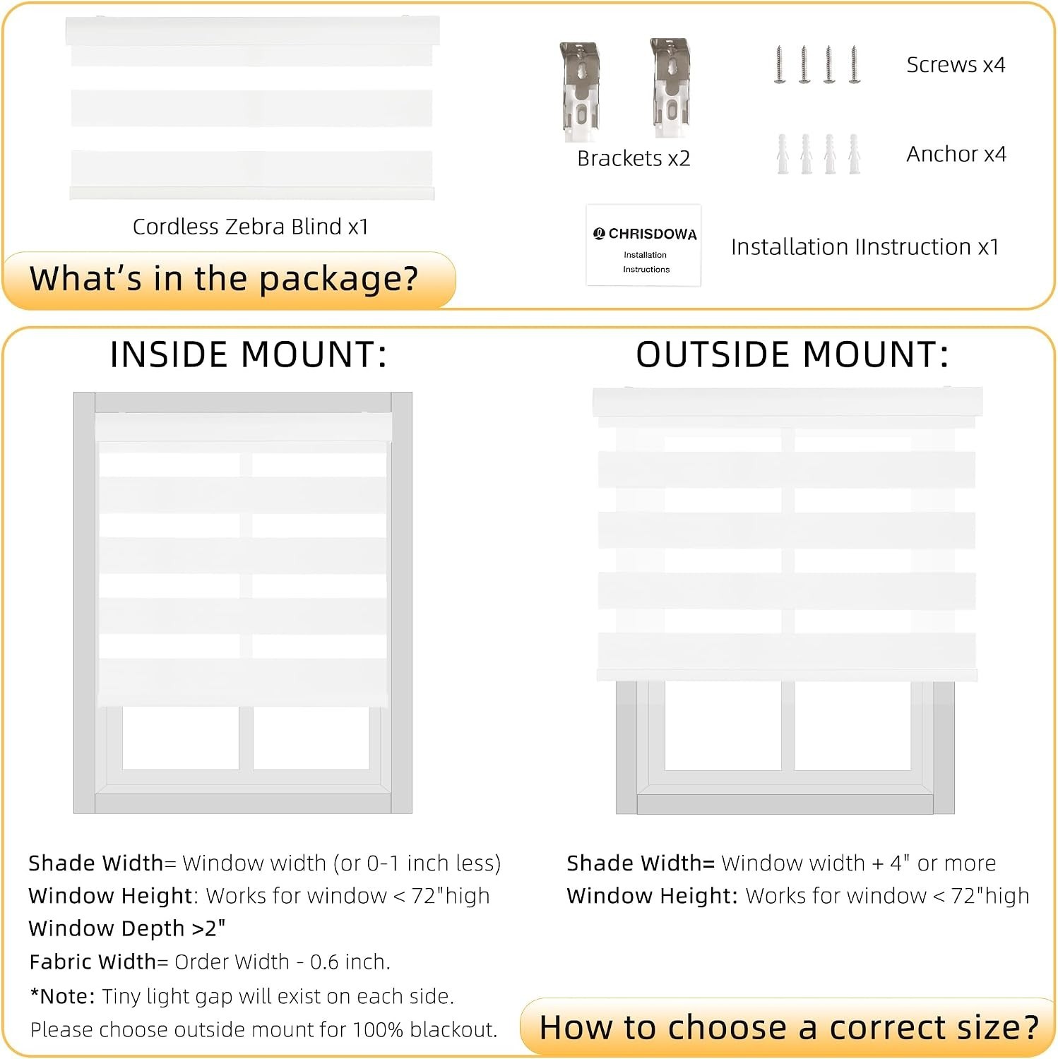 Modern Cordless Zebra Roller Blinds – 20″W x 72″H for Privacy & Light Control