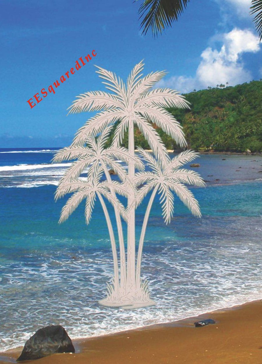 Palm Trees Static Cling Window Decal -OVAL 10×16 Tropical Glass Door Decor NEW