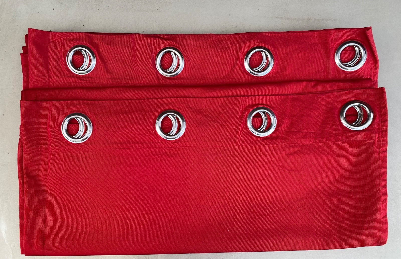Ikea Merete Curtains Red Cotton Room Darkening Silver Grommet One Pair 56″ x 96″