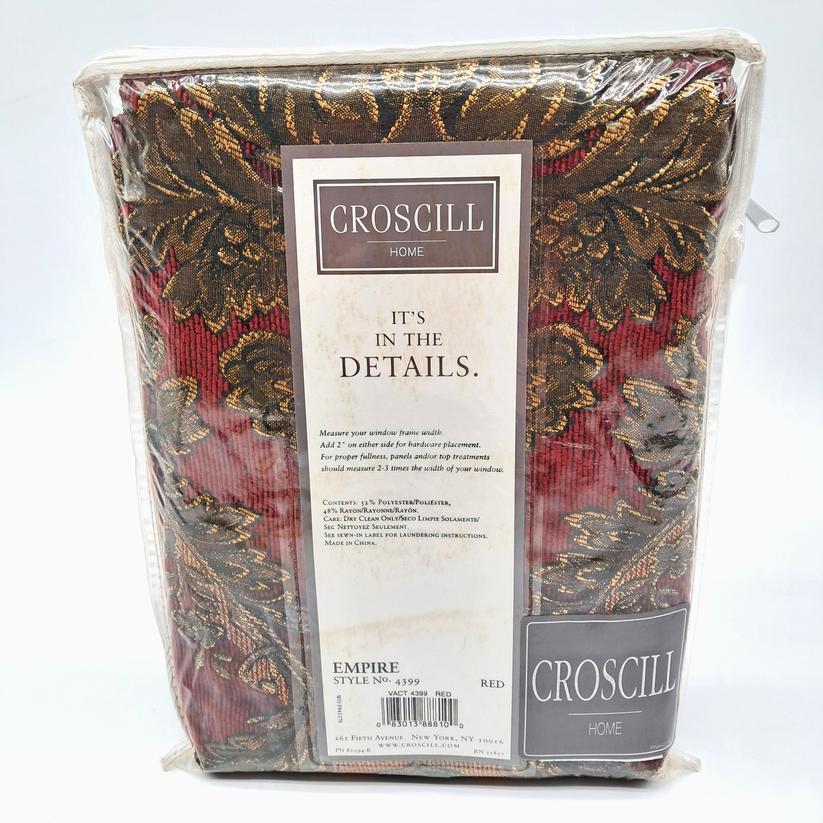 NEW Croscill Empire Imperial Empress Ascot Valance 40×27 Red w/ Gold Tassels