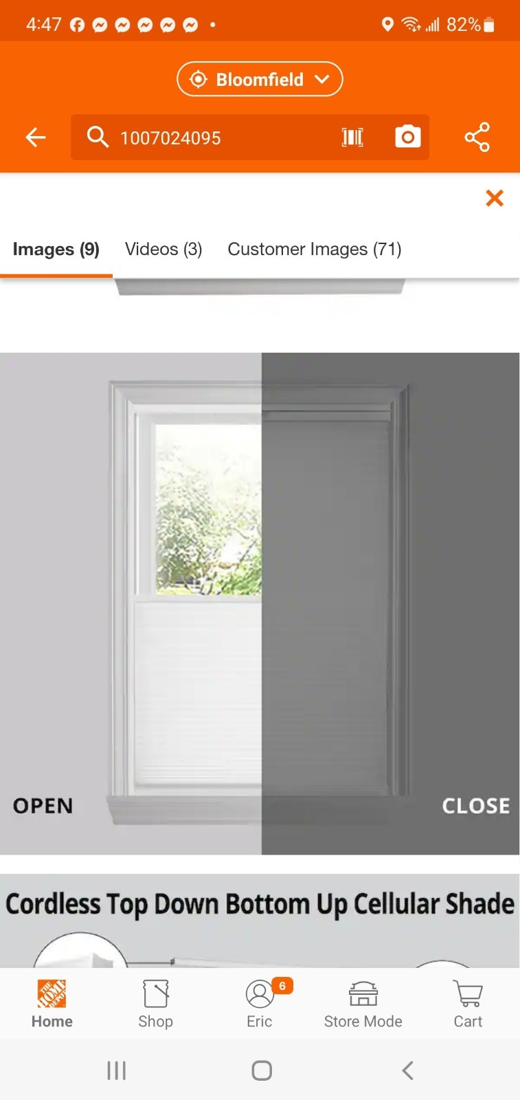 Perfect Lift Cut 32 1/2″x64″ Cordless Light Filtering Polyester Cellular Shade