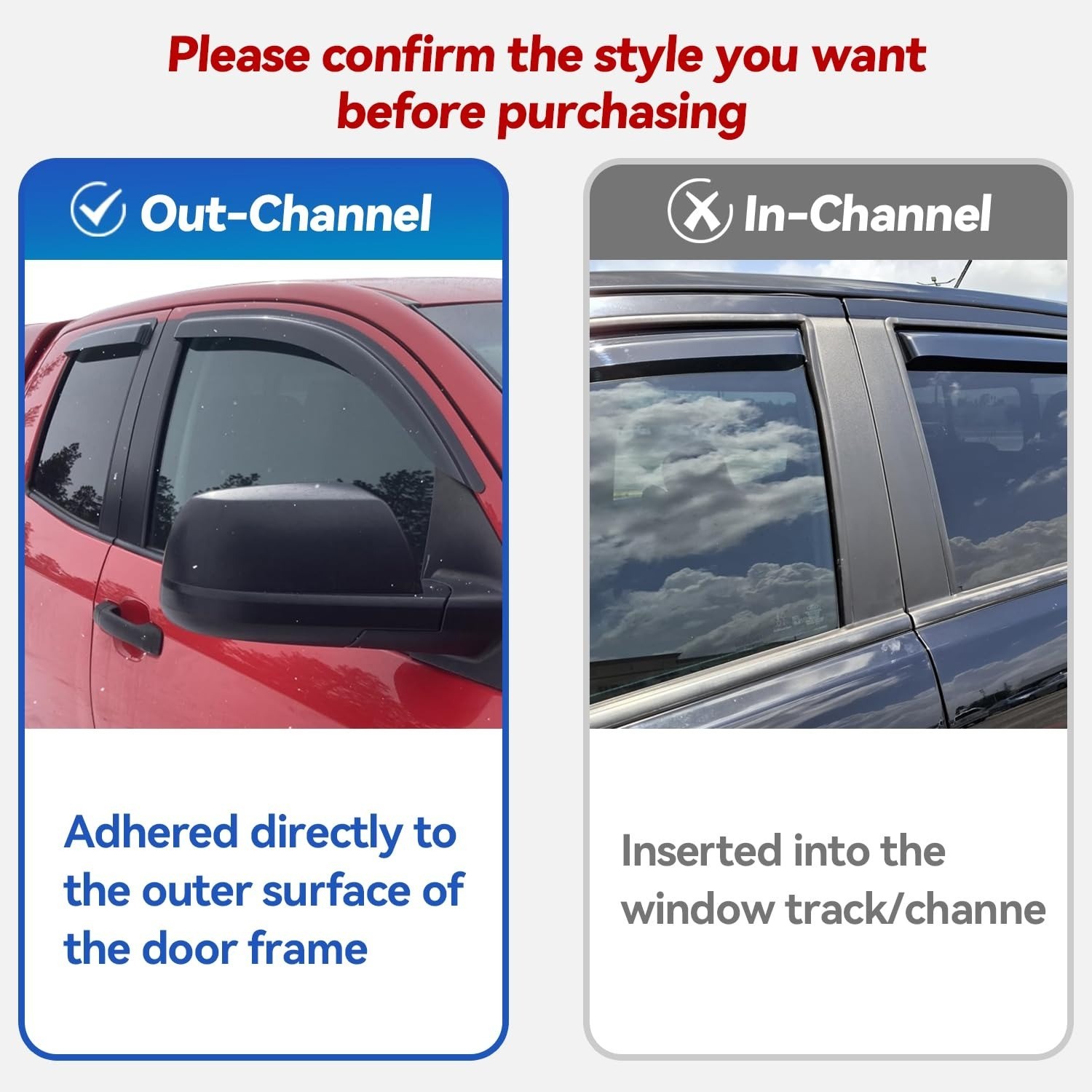 YQAUTEC Window Visors Rain Guards for Ford F150 SuperCrew 2015-2026