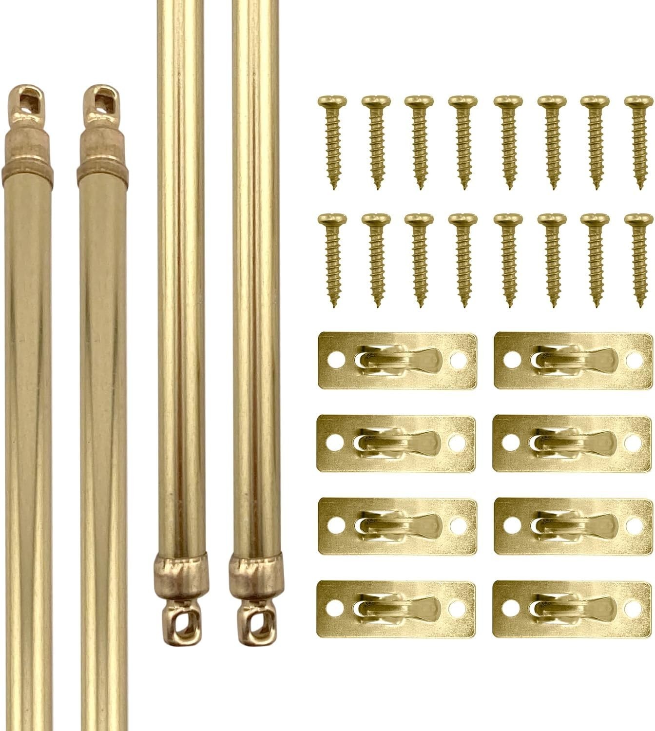 4 PACK: Amazing Drapery Hardware Swivel Sash Curtain Rod, BRASS adjust 21-38″
