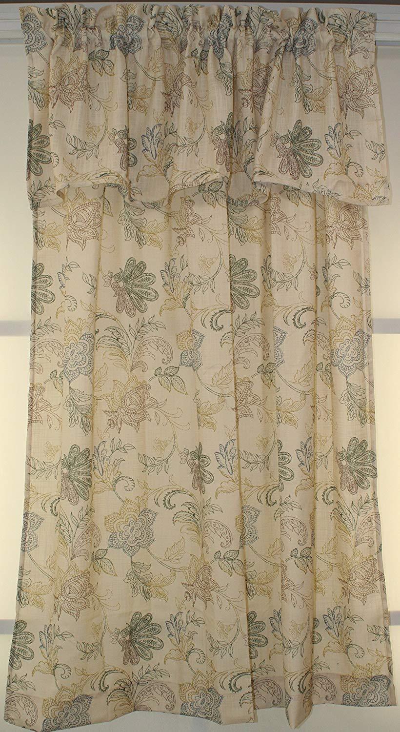 STUNNING Embroidered Providence Scroll Panel OR Valance Paisleys Ferns Foliage