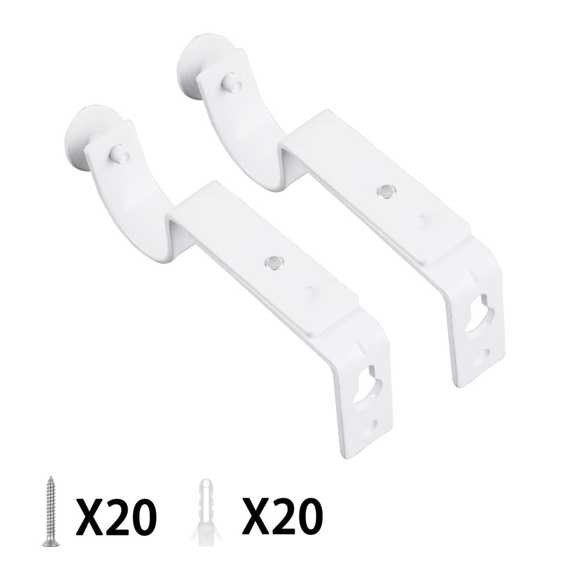 White Adjustable Curtain Rod Brackets 10 Pack Drapery Rod Bracket for Maximum…