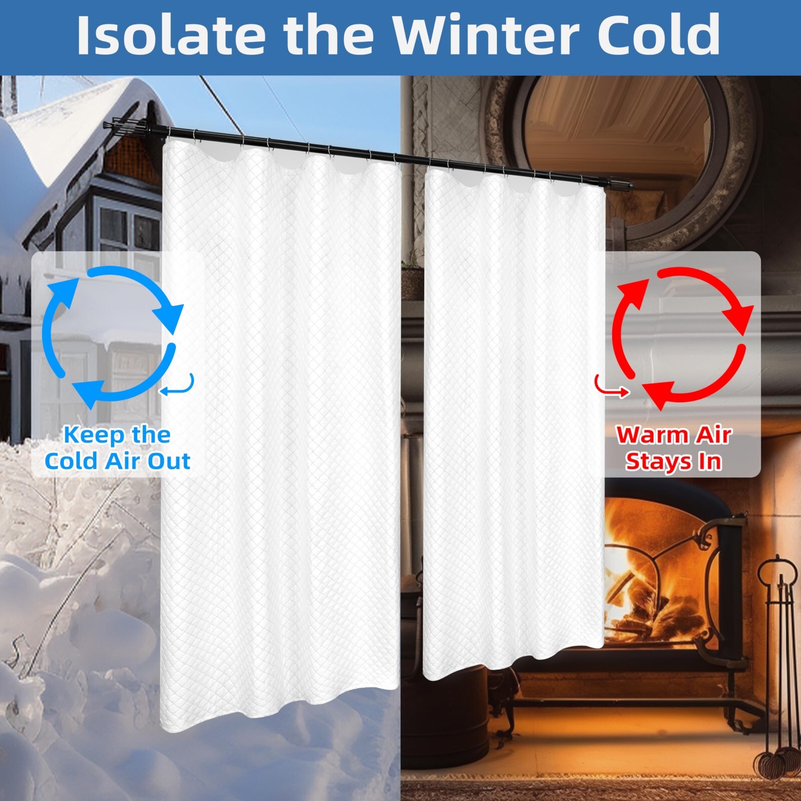 2 Soundproof Thermal Insulated Quilted Curtain Liners Noise Reducing for Bedroom