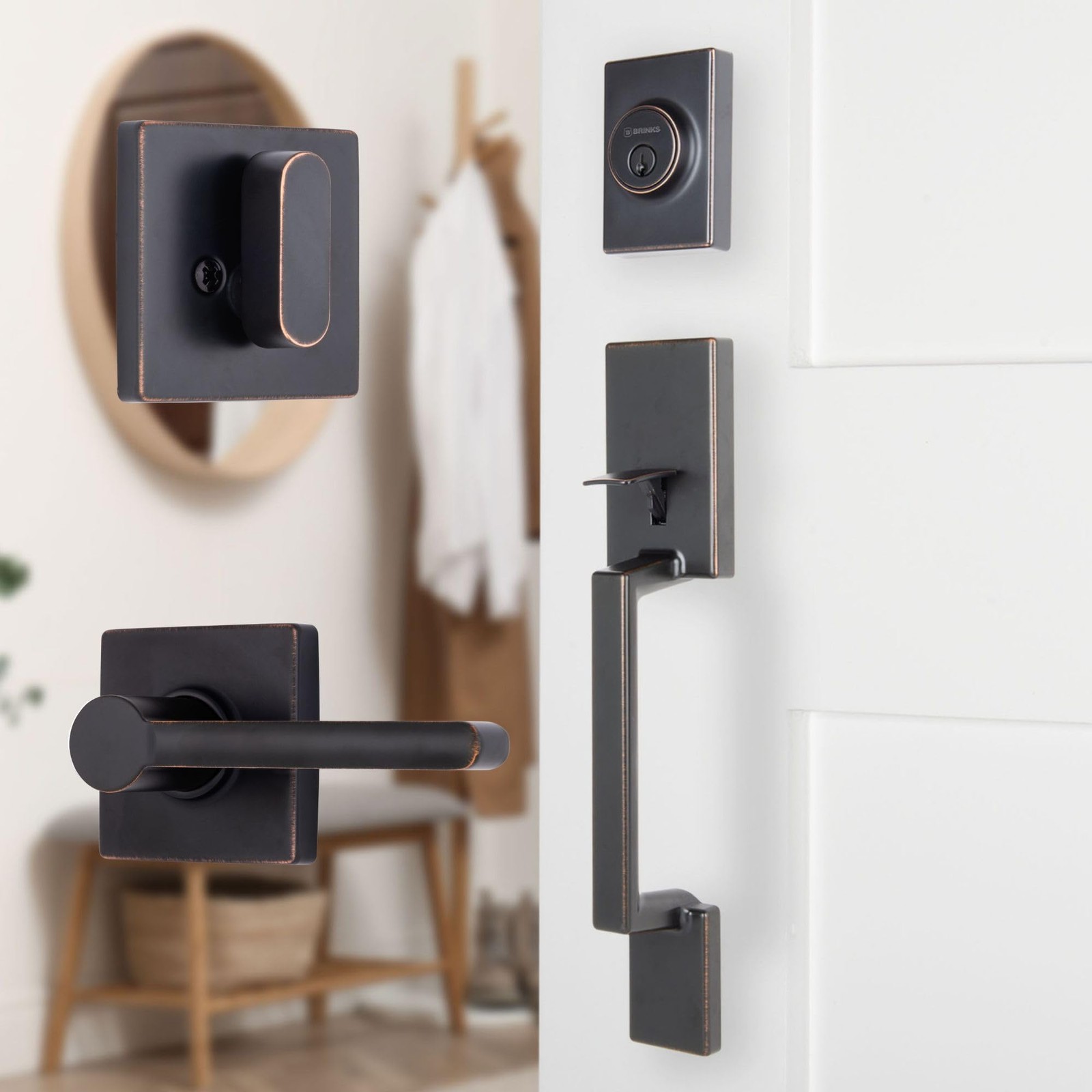 Brinks Contemporary Keyed Entry Door Handleset Lever And Deadbolt Modern Front
