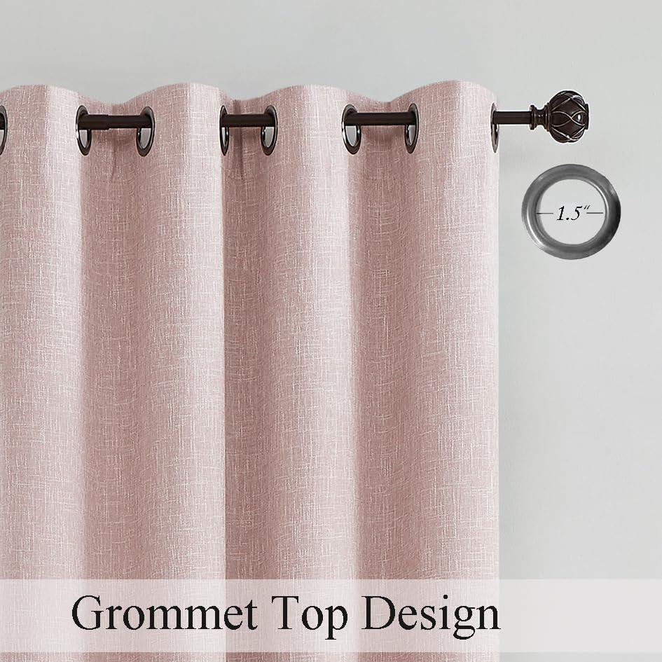 Central Park Pink Solid Blackout Curtain Heavy Linen Texture Window Treatment Pa