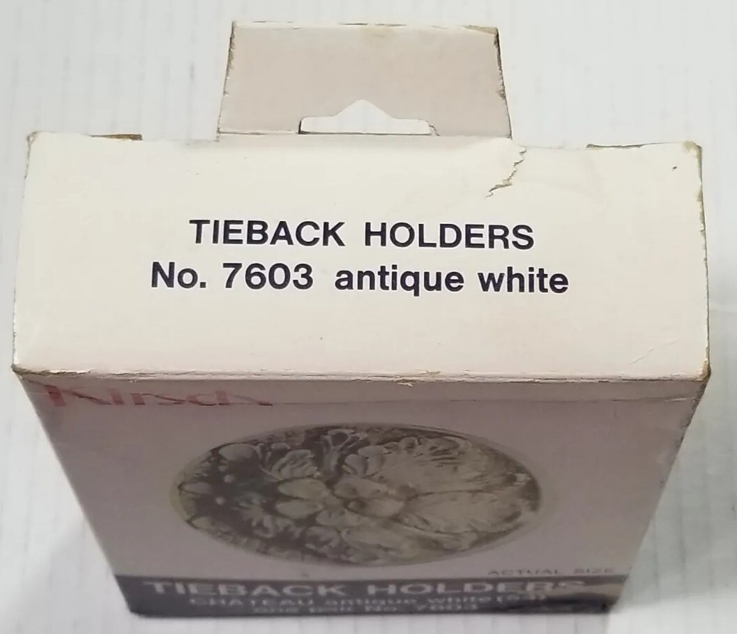 1 Pr Kirsch Tieback Holders 7603 Antique White NOS 7603 Chateau Antique White