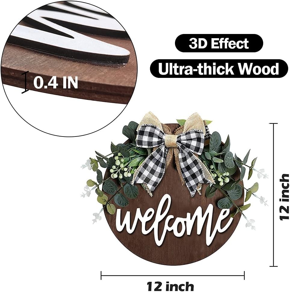 Welcome Sign for Front Door, Decor Farmhouse Porch, Rustic Brown