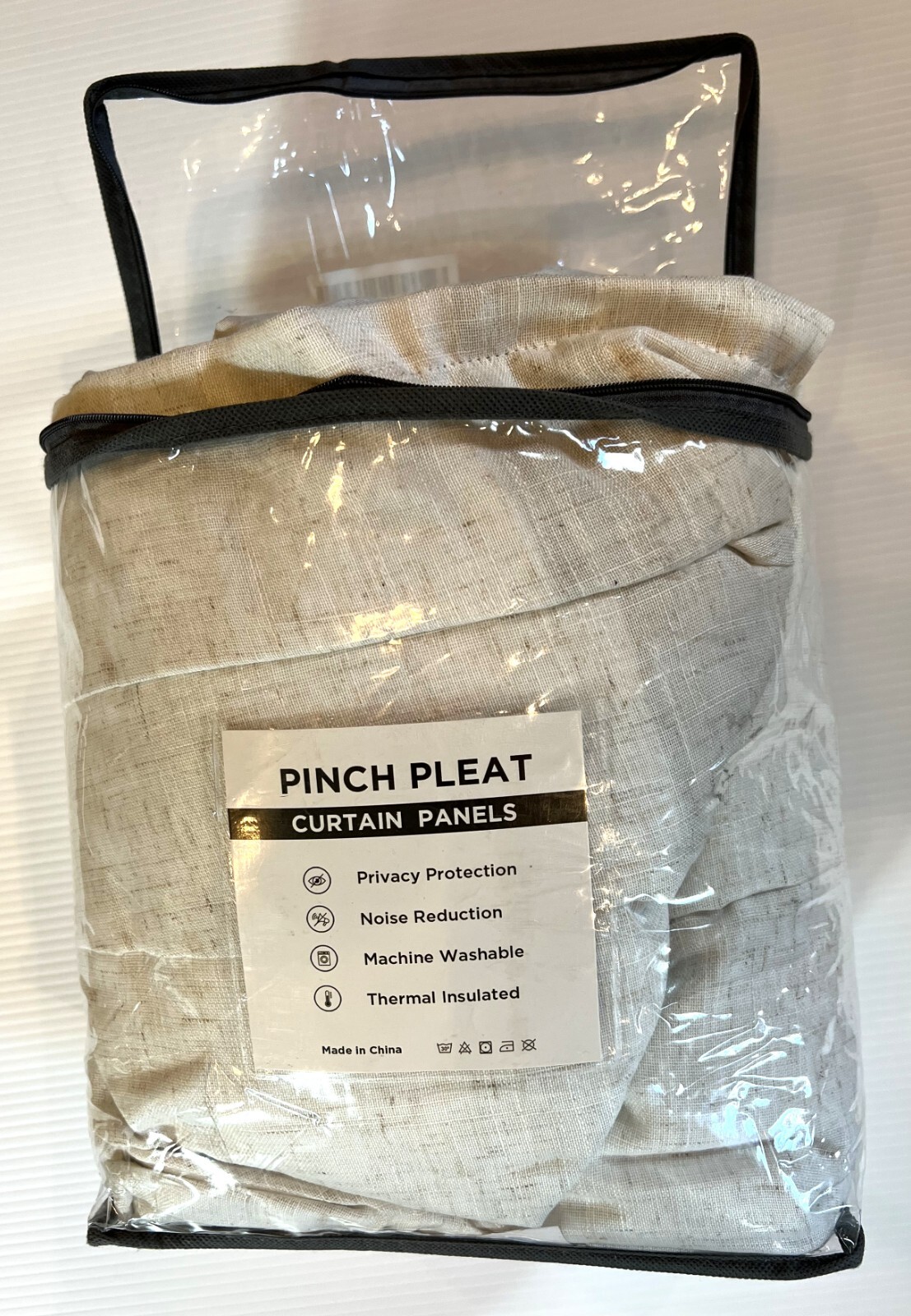 Blackout Curtains 100%, Linen Pinch Pleated, Two Panels, 96Lx40W, Natural White