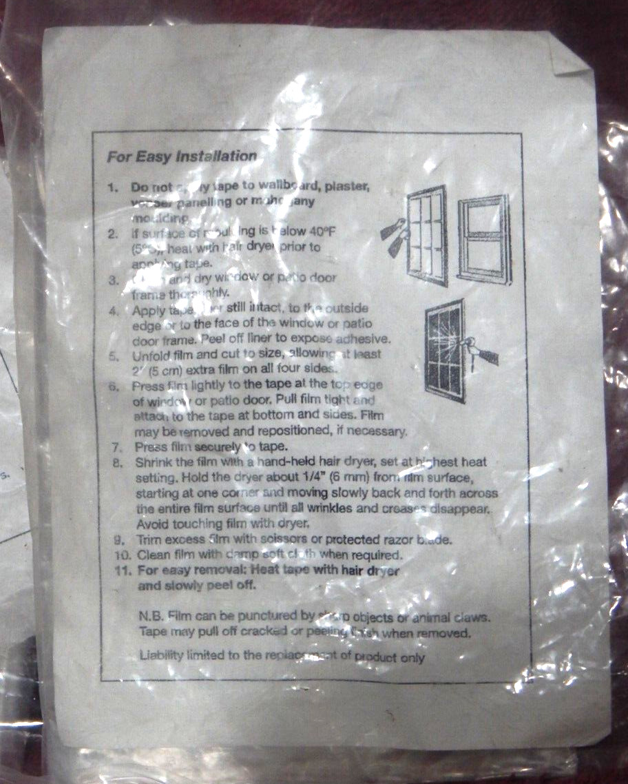 5 Shrink Wrap Window Insulators & Pro Grade Weather Stripping NOS FACTORY SEALED