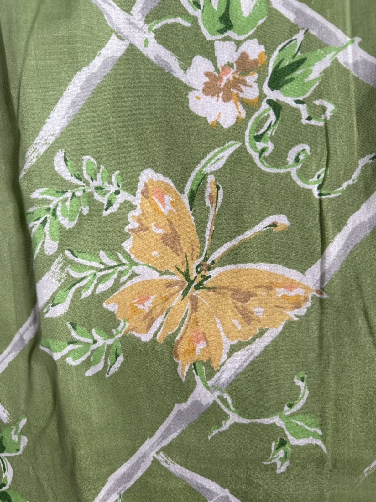 2 Custom Made Lined Panels 1 Pr Pinch Pleat Curtain Bright Green Yellow Butterfl
