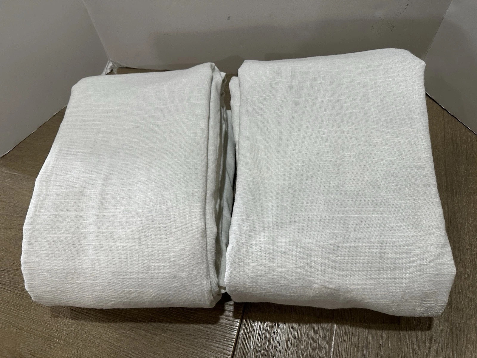 Pottery Barn EMERY Drape 52×119″ white blackout lining 2 panels 3 in 1
