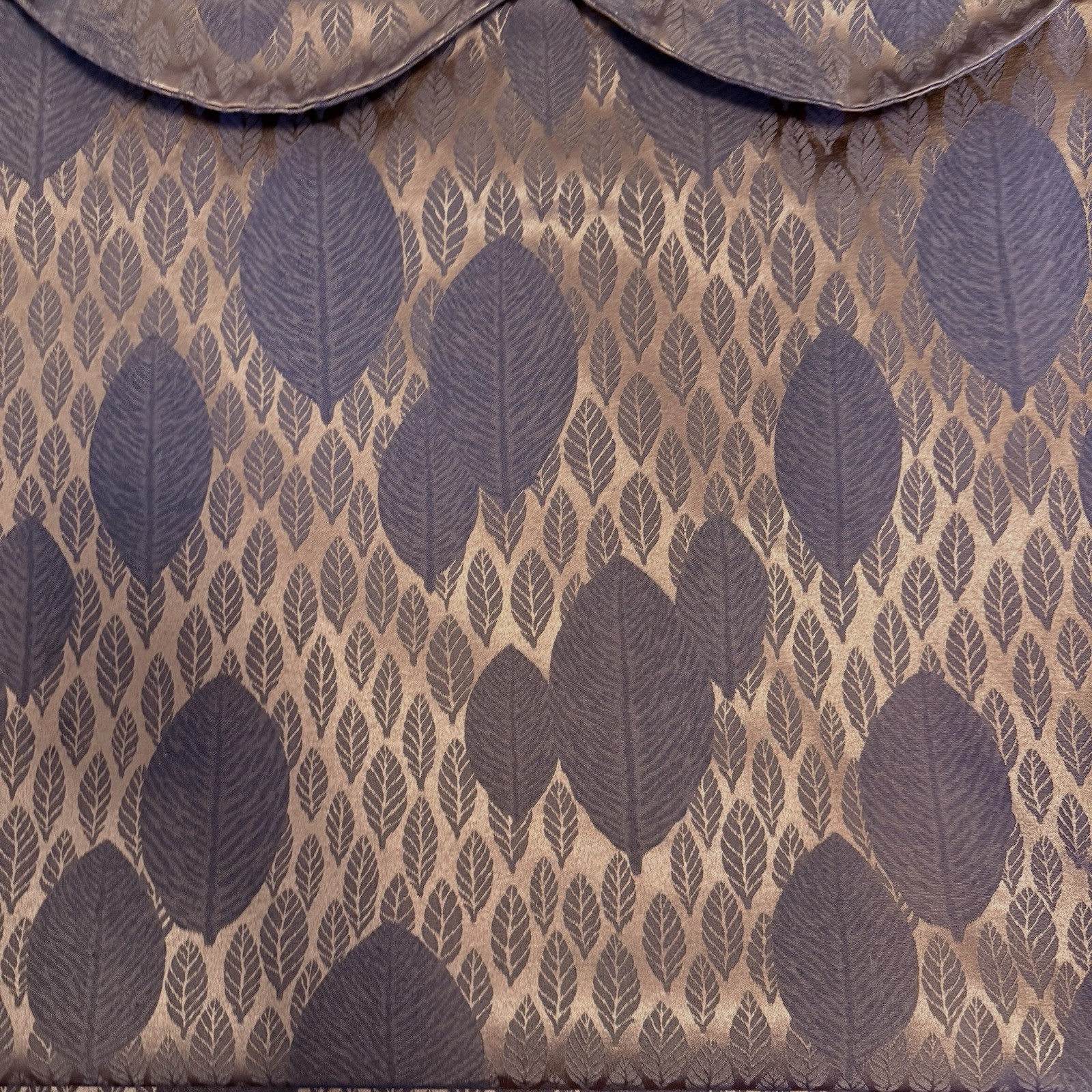 VTG Heavy Jacquard Brown Bronze Leaf Curtain Panels Lined Blackout SET 50×92 Ea