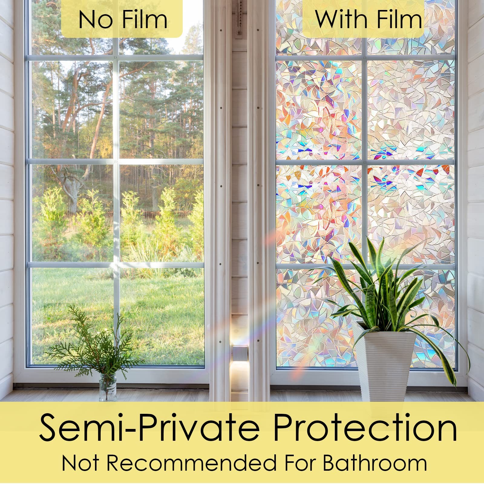 STATINT Stained Glass Window Privacy Film,UV Blocking Window Clings,Rainbow S…
