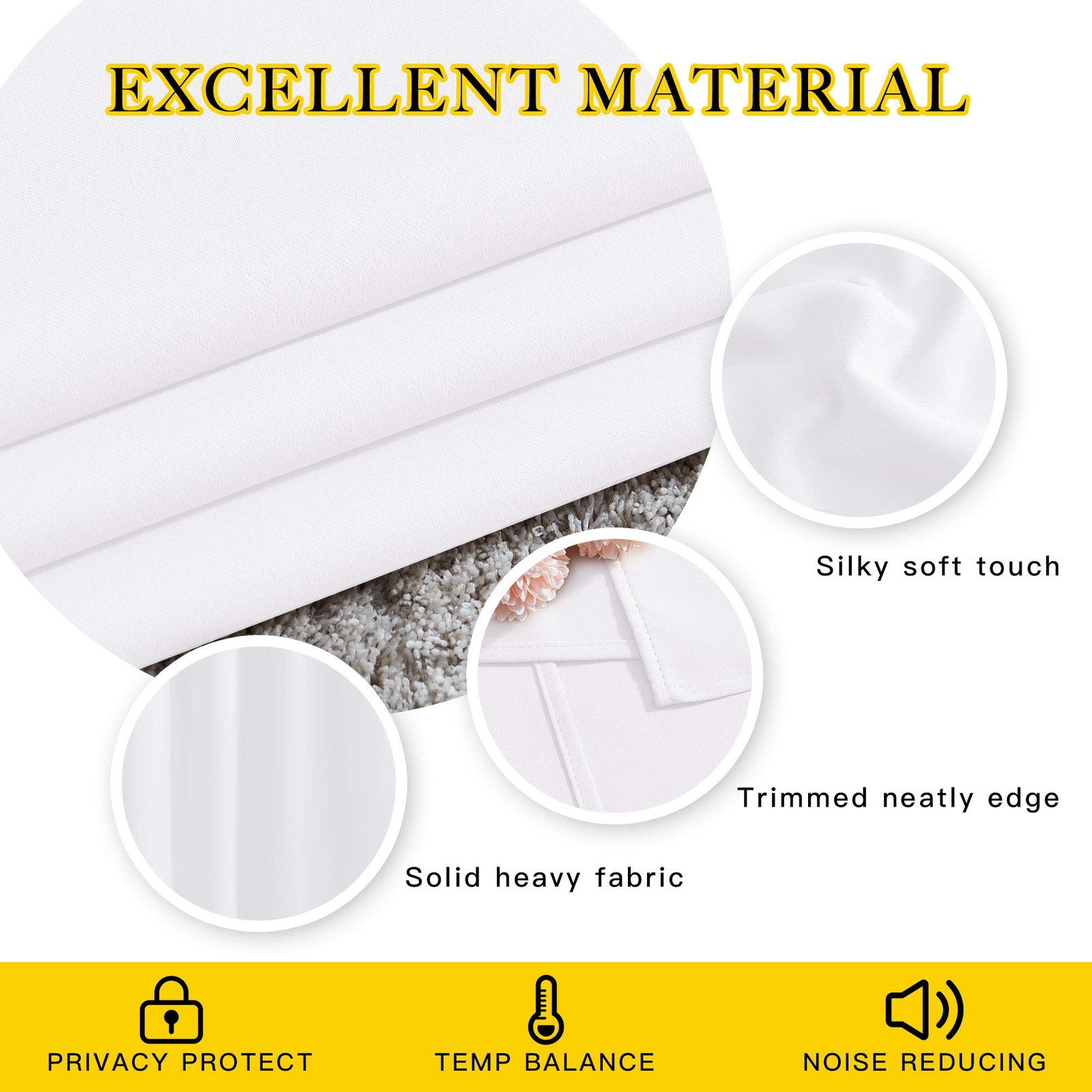 NICETOWN Curtains for Bedroom – (Pure White Color) 52 inches Width x 63 inche…