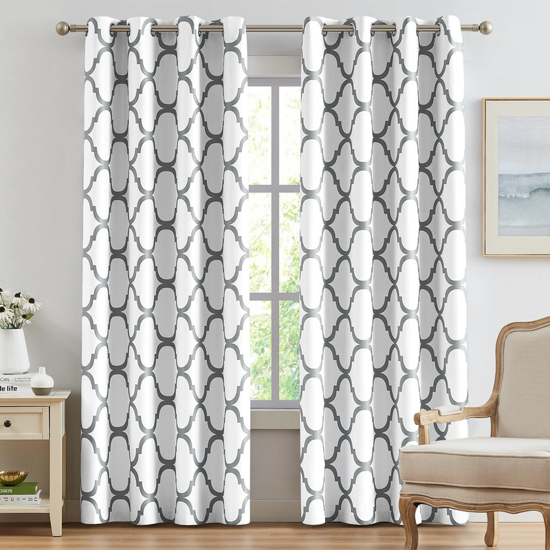 Melodieux Moroccan Printed Room Darkening Blackout Grommet Curtains For Living