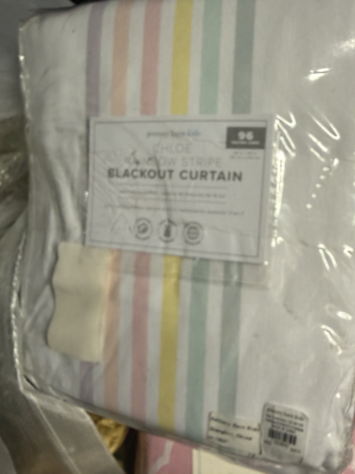 2 Pottery Barn Kids Chloe Rainbow stripe Blackout drapes curtains 44 96 New