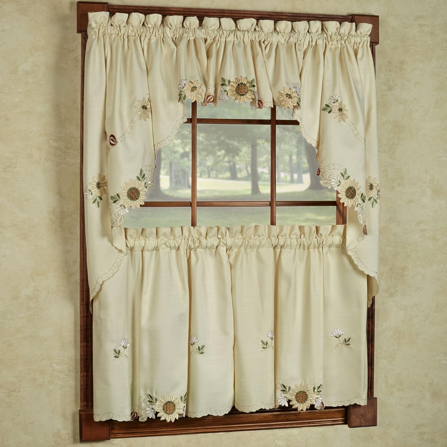5 Pc Kitchen Curtain Set, Swag Pair, Valance, Choice of 24″ or 36″ Tier Pair