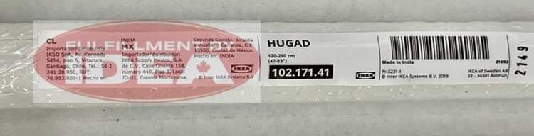 Brand New IKEA HUGAD White Curtain Rod 47-83″ (120-210 cm) 102.171.41