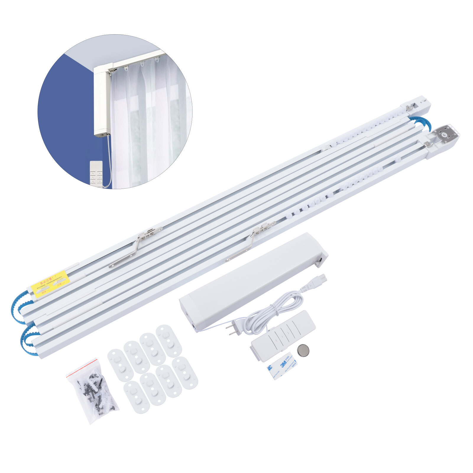 13ft Automatic Open/Close Electric Drapery Curtain Track Rod Rail Remote Control