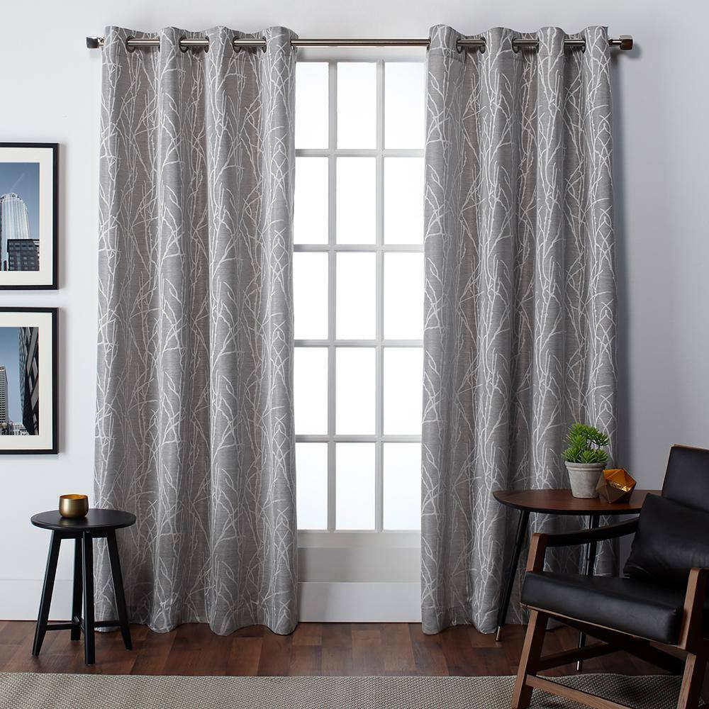Finesse Ash Grey Nature Light Filtering Grommet Top Curtain, 54 In. W X 96 In. L