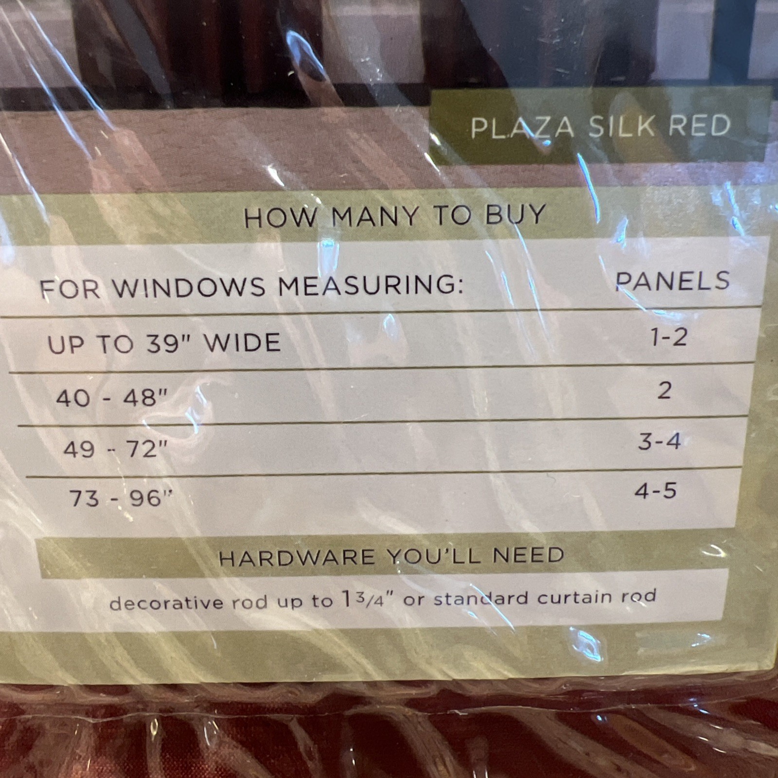 One Luxury Rod Pocket Lined Panel Curtain 42”x84” Springmaid Plaza Silk Red