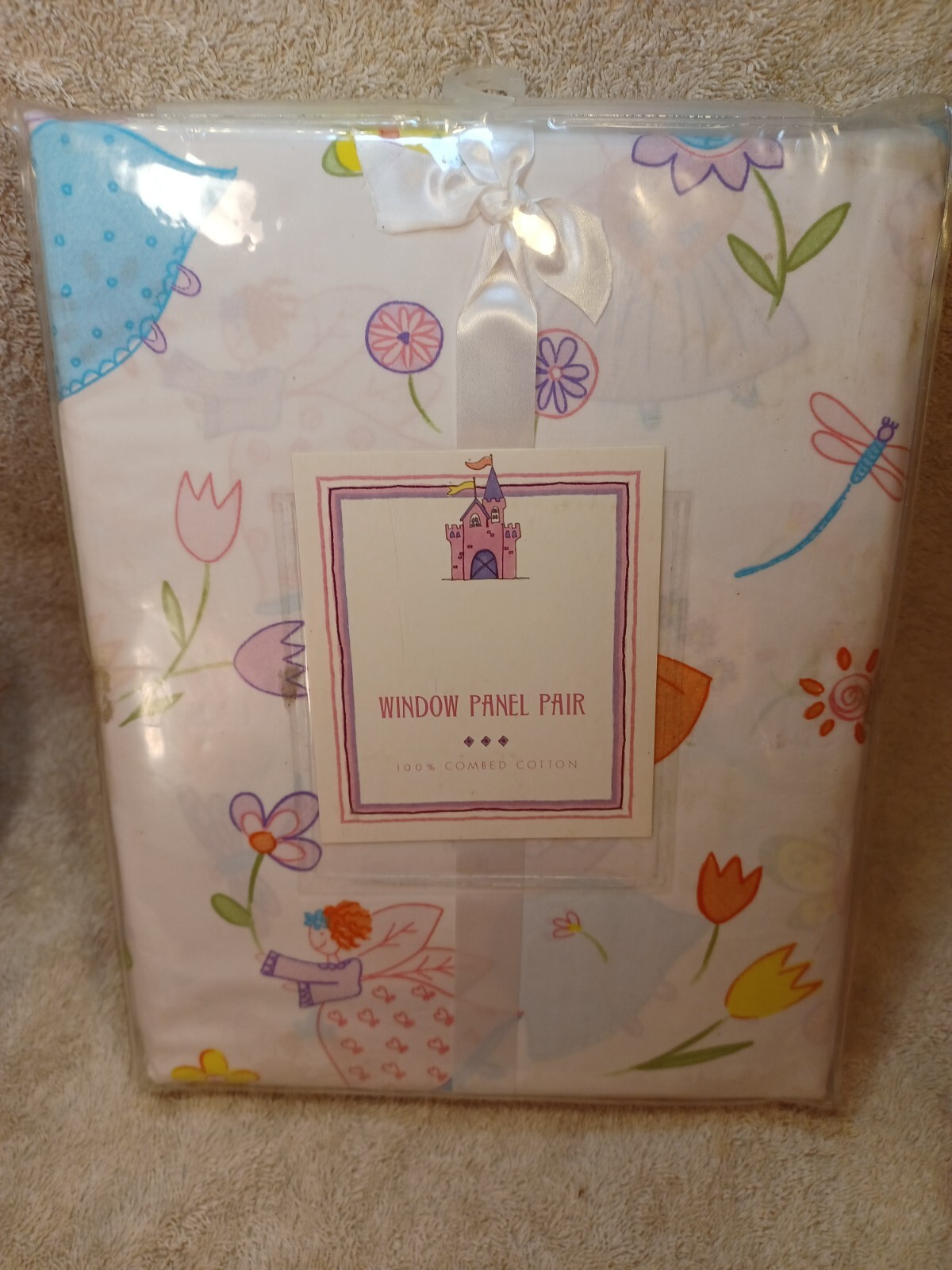 “Princesses” Castle Window Curtain Panel Pair 100% Combed Cotton