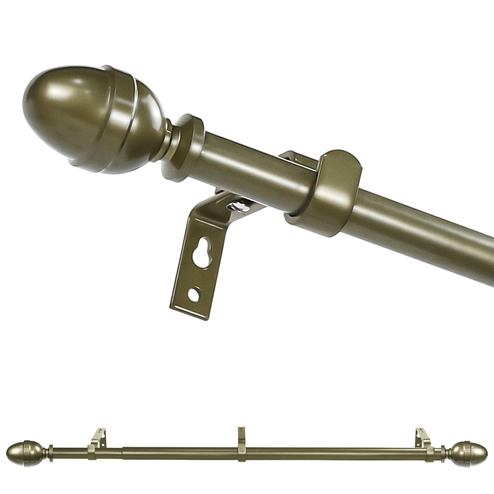 5/8″ Adjustable Acorn Single Drapery Curtain Rod,28”-48″/48″-84″/84″-120″