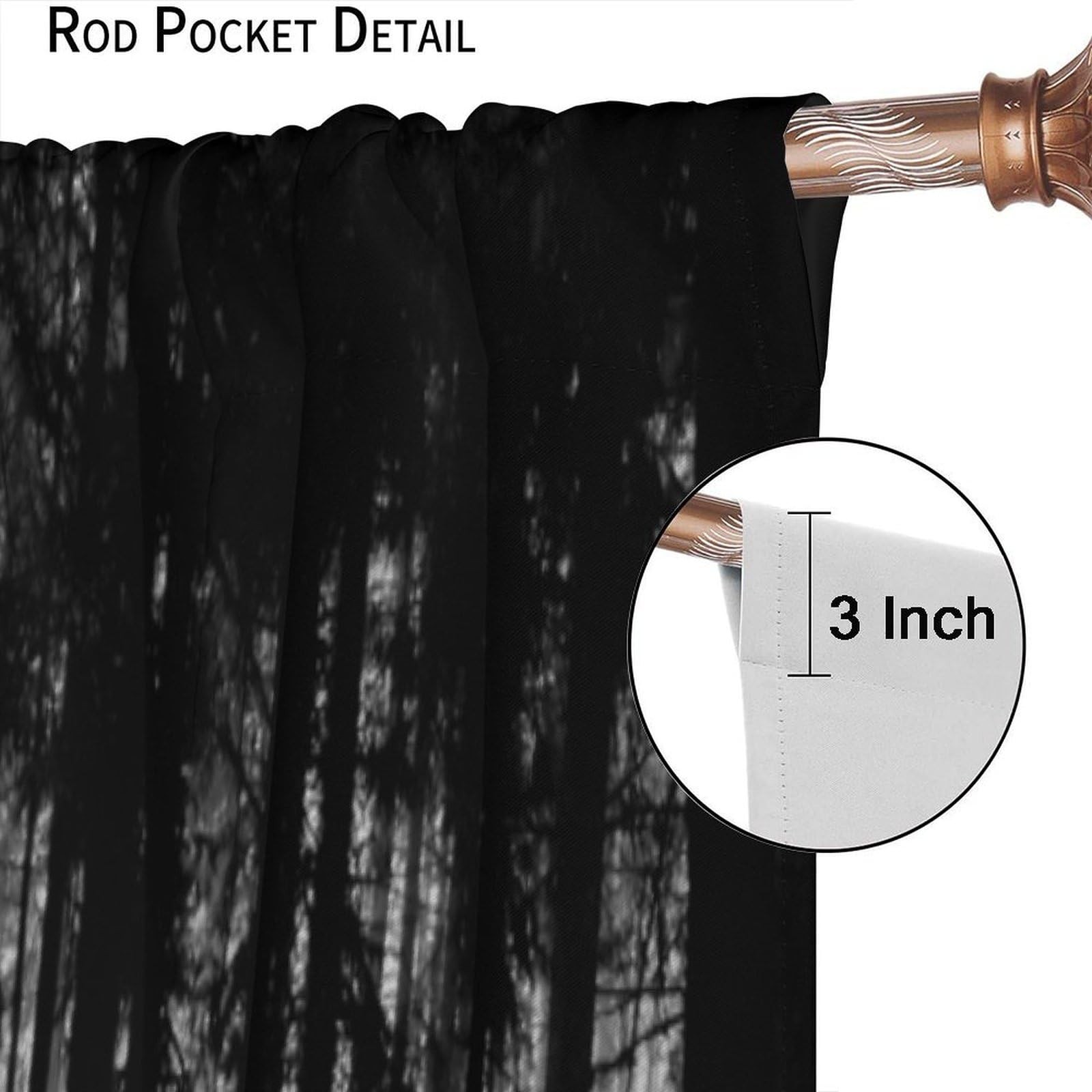 Gothic Forest Curtains Black Horror Dark Halloween Grunge Background Art Prin…