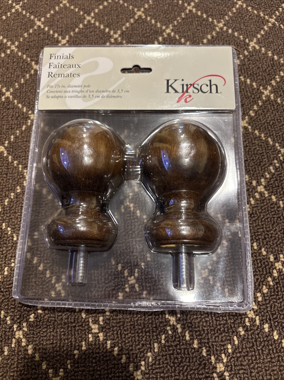 Kirsch Wood Trends Finials – Sherwood Brown Ball Style – Fits 1 3/8” Pole