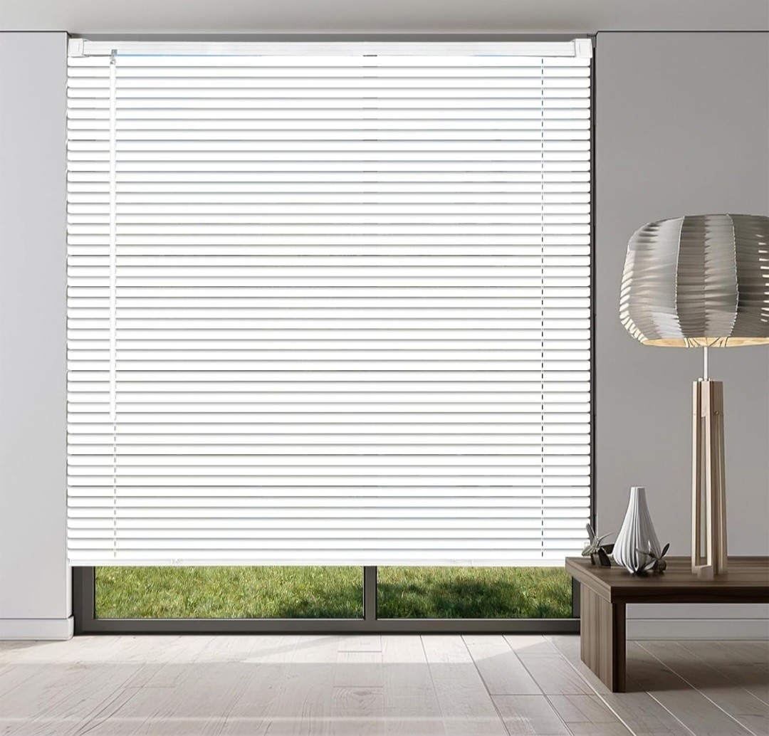 1″ Cordless Mini Blinds 39″ W x 64″ H, White Vinyl Blinds, Horizontal Light